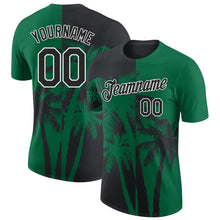 Charger l'image dans la galerie, Custom Kelly Green Black-White Hawaii Tropical Coastal Palm Trees Performance T-Shirt