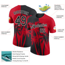 Загрузить изображение в средство просмотра галереи, Custom Red Black-White Hawaii Tropical Coastal Palm Trees Performance T-Shirt