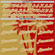 Загрузить изображение в средство просмотра галереи, Custom Red Old Gold-White Hawaii Tropical Coastal Palm Trees Performance T-Shirt