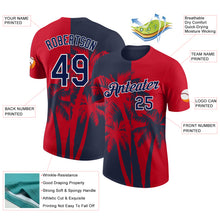 Load image into Gallery viewer, Custom Red Navy-White Hawaii Tropical Coastal Palm Trees Performance T-Shirt