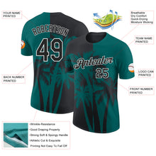 Загрузить изображение в средство просмотра галереи, Custom Teal Black-White Hawaii Tropical Coastal Palm Trees Performance T-Shirt