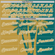 Загрузить изображение в средство просмотра галереи, Custom Teal Old Gold-White Hawaii Tropical Coastal Palm Trees Performance T-Shirt