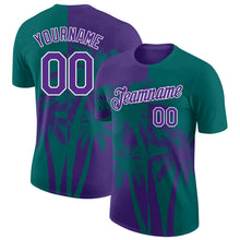 Загрузить изображение в средство просмотра галереи, Custom Teal Purple-White Hawaii Tropical Coastal Palm Trees Performance T-Shirt