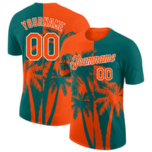 Charger l'image dans la galerie, Custom Teal Orange-White Hawaii Tropical Coastal Palm Trees Performance T-Shirt