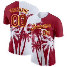 Загрузить изображение в средство просмотра галереи, Custom Crimson White-Yellow Hawaii Tropical Coastal Palm Trees Performance T-Shirt