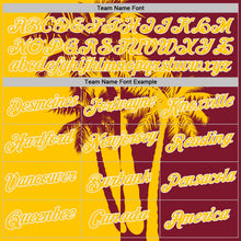Загрузить изображение в средство просмотра галереи, Custom Crimson Yellow-White Hawaii Tropical Coastal Palm Trees Performance T-Shirt