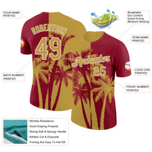 Load image into Gallery viewer, Custom Crimson Old Gold-White Hawaii Tropical Coastal Palm Trees Performance T-Shirt