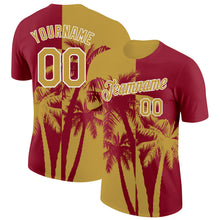 Load image into Gallery viewer, Custom Crimson Old Gold-White Hawaii Tropical Coastal Palm Trees Performance T-Shirt