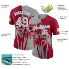 Load image into Gallery viewer, Custom Crimson Gray-White Hawaii Tropical Coastal Palm Trees Performance T-Shirt