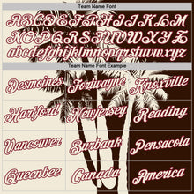Загрузить изображение в средство просмотра галереи, Custom Brown Cream-Crimson Hawaii Tropical Coastal Palm Trees Performance T-Shirt