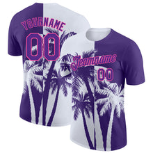 Charger l'image dans la galerie, Custom Purple White-Pink Hawaii Tropical Coastal Palm Trees Performance T-Shirt