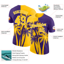 Load image into Gallery viewer, Custom Purple Yellow-White Hawaii Tropical Coastal Palm Trees Performance T-Shirt