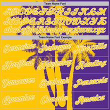 Load image into Gallery viewer, Custom Purple Yellow-White Hawaii Tropical Coastal Palm Trees Performance T-Shirt