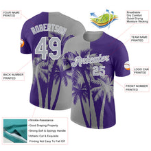 Загрузить изображение в средство просмотра галереи, Custom Purple Gray-White Hawaii Tropical Coastal Palm Trees Performance T-Shirt