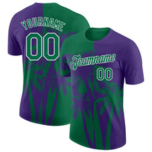 Загрузить изображение в средство просмотра галереи, Custom Purple Kelly Green-White Hawaii Tropical Coastal Palm Trees Performance T-Shirt