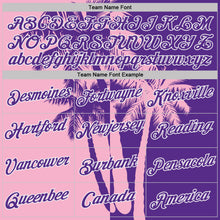 Laden Sie das Bild in den Galerie-Viewer, Custom Purple Light Pink-White Hawaii Tropical Coastal Palm Trees Performance T-Shirt