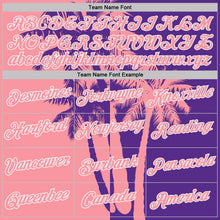 Load image into Gallery viewer, Custom Purple Medium Pink-White Hawaii Tropical Coastal Palm Trees Performance T-Shirt