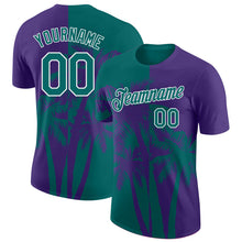 Load image into Gallery viewer, Custom Purple Teal-White Hawaii Tropical Coastal Palm Trees Performance T-Shirt