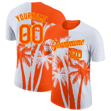 Load image into Gallery viewer, Custom White Orange-Yellow Hawaii Tropical Coastal Palm Trees Performance T-Shirt