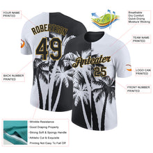 Load image into Gallery viewer, Custom White Black-Old Gold Hawaii Tropical Coastal Palm Trees Performance T-Shirt