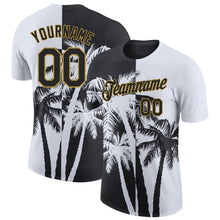Load image into Gallery viewer, Custom White Black-Old Gold Hawaii Tropical Coastal Palm Trees Performance T-Shirt