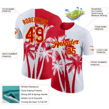Laden Sie das Bild in den Galerie-Viewer, Custom White Red-Yellow Hawaii Tropical Coastal Palm Trees Performance T-Shirt