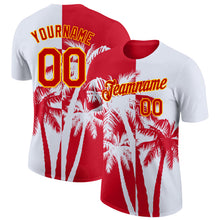 Laden Sie das Bild in den Galerie-Viewer, Custom White Red-Yellow Hawaii Tropical Coastal Palm Trees Performance T-Shirt