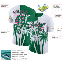 Charger l'image dans la galerie, Custom White Kelly Green-Pink Hawaii Tropical Coastal Palm Trees Performance T-Shirt