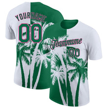 Charger l'image dans la galerie, Custom White Kelly Green-Pink Hawaii Tropical Coastal Palm Trees Performance T-Shirt