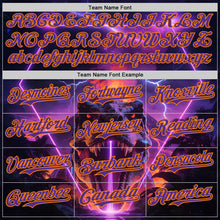 Charger l'image dans la galerie, Custom Black Purple-Bay Orange Cyber Tropical Palm Trees Dinosaur Gothic Fantasy Authentic Baseball Jersey