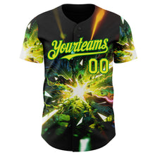Загрузить изображение в средство просмотра галереи, Custom Black Neon Yellow-Grass Green Cyber Tropical Palm Trees Music Festival Authentic Baseball Jersey