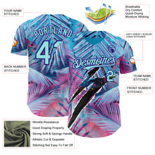 Laden Sie das Bild in den Galerie-Viewer, Custom Blue Ice Blue Pink-Dark Purple Cyber Tropical Palm Trees Music Festival Gothic Fantasy Authentic Baseball Jersey
