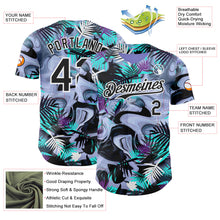 Load image into Gallery viewer, Custom Purple Black Green-White Cyber Tropical Palm Trees Music Festival Fluid Liquid Authentic Baseball Jersey