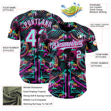 Загрузить изображение в средство просмотра галереи, Custom Black Ice Blue-Deep Pink Cyber Tropical Palm Trees Music Festival Authentic Baseball Jersey