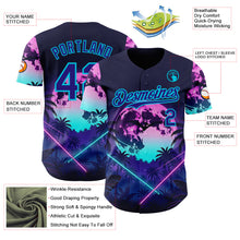 Laden Sie das Bild in den Galerie-Viewer, Custom Blue Dark Purple-Lakes Blue Cyber Tropical Palm Trees Gothic Fantasy Authentic Baseball Jersey
