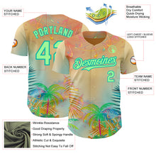 Загрузить изображение в средство просмотра галереи, Custom Yellow Pea Green-Aqua Cyber Tropical Palm Trees Music Festival Authentic Baseball Jersey