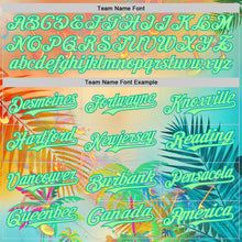 Загрузить изображение в средство просмотра галереи, Custom Yellow Pea Green-Aqua Cyber Tropical Palm Trees Music Festival Authentic Baseball Jersey