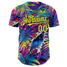 Загрузить изображение в средство просмотра галереи, Custom Purple Light Yellow-Royal Cyber Tropical Palm Trees Music Festival Gothic Fantasy Authentic Baseball Jersey