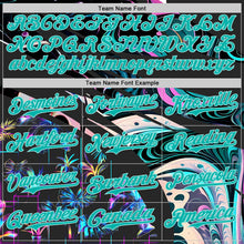 Laden Sie das Bild in den Galerie-Viewer, Custom Black Aqua-Ice Blue Cyber Tropical Palm Trees Music Festival Fluid Liquid Authentic Baseball Jersey