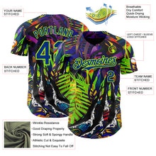 Laden Sie das Bild in den Galerie-Viewer, Custom Black Royal-Neon Green Cyber Tropical Palm Trees Music Festival Claw Marks Authentic Baseball Jersey