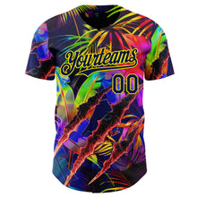 Charger l'image dans la galerie, Custom Black Navy-Light Yellow Cyber Tropical Palm Trees Music Festival Claw Marks Authentic Baseball Jersey