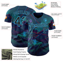 Laden Sie das Bild in den Galerie-Viewer, Custom Blue Black-Sky Blue Cyber Tropical Palm Trees Gothic Fantasy Authentic Baseball Jersey