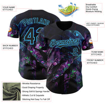 Laden Sie das Bild in den Galerie-Viewer, Custom Black-Sky Blue Cyber Tropical Palm Trees Gothic Fantasy Gothic Fantasy Authentic Baseball Jersey