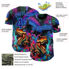 Laden Sie das Bild in den Galerie-Viewer, Custom Black Dark Purple-Sky Blue Cyber Tropical Palm Trees Music Festival Gothic Fantasy Authentic Baseball Jersey