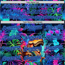 Laden Sie das Bild in den Galerie-Viewer, Custom Black Dark Purple-Sky Blue Cyber Tropical Palm Trees Music Festival Gothic Fantasy Authentic Baseball Jersey