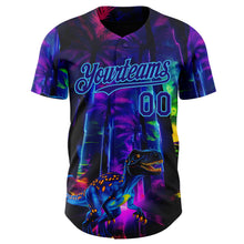 Загрузить изображение в средство просмотра галереи, Custom Black Dark Purple Purple-Sky Blue Cyber Tropical Palm Trees Music Festival Gothic Fantasy Authentic Baseball Jersey