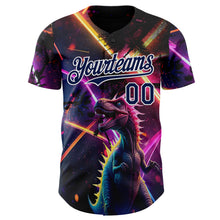Загрузить изображение в средство просмотра галереи, Custom Black Navy Purple-White Cyber Tropical Palm Trees Music Festival Gothic Fantasy Authentic Baseball Jersey