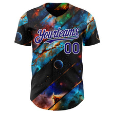 Загрузить изображение в средство просмотра галереи, Custom Black Dark Purple-White Galaxy Star Nebula Authentic Baseball Jersey