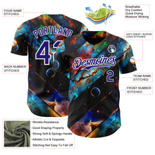 Загрузить изображение в средство просмотра галереи, Custom Black Dark Purple-White Galaxy Star Nebula Authentic Baseball Jersey