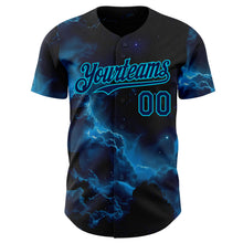 Charger l'image dans la galerie, Custom Black Navy-Lakes Blue Galaxy Star Nebula Authentic Baseball Jersey